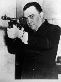 FBI Head J Edgar Hoover Aiming a Thompson Submachine Gun