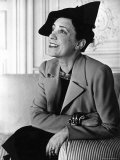 Elsa Schiaparelli Wearing a Jacket of Her New Magenta Color Known as "Shocking"