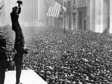 Douglas Fairbanks and Charlie Chaplin in Front of Crowd to Promote Liberty Bonds  New York City