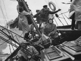 Racing "Maruffa" Battling Storm During Annual Race on Lake Michigan from Chicago to Mackinac Island