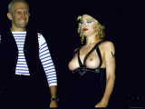 Designer Jean Paul Gaultier Standing Beside Bare Breasted Singer Madonna