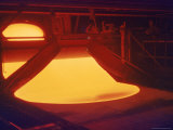 Molten Hot Glass Being Poured Out at Franklin Glass Factory