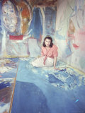Painter Helen Frankenthaler Sitting Amidst Her Art in Her Studio