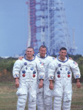 Apollo 8 Astronauts Suited Up with Cape Kennedy Rocket Gantry Prior to Launch of Mission