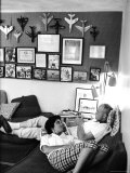 Astronaut John Glenn with His Wife Annie Relaxing at Home  Playing a Trumpet