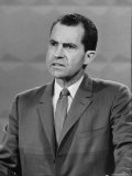 Repub Presidential Candidate Richard Nixon speaks with Dem Candi John Kennedy in TV Studio