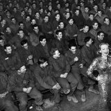 Marlene Dietrich with Back Turned on Audience of Servicemen during Her Mental Telepathy Act