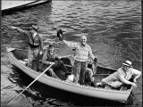 President Harry S Truman Standing in Rowboat  Fishing with Others