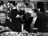 President Elect John Kennedy at His Inaugural Luncheon as He Watches Ex President Harry Truman
