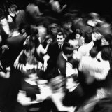 TV Host Dick Clark in Middle of Teenage Dancers on Dance Floor During American Bandstand Show