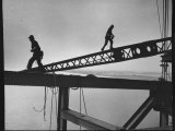 Steel Workers Above the Delaware River During Construction of the Delaware Memorial Bridge
