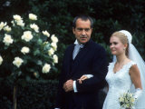 US Pres Richard M Nixon with Daughter Tricia  Escorting Her Down "Aisle" in Rose Garden Wedding