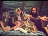 Tent Dwelling Hippie Family of Mystic Arts Commune Bray Family Reading Bedtime Stories