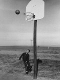 9 Year Old Guy Heyl Practicing at Outdoor Hoop with No Other Kids Around to Make Up a Game