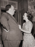 Alfred Hitchcock Talking with His Daughter Patricia