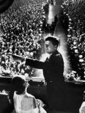 President John Kennedy Next to His Wife Jacqueline Overlooking Crowd Attending His Inaugural Ball