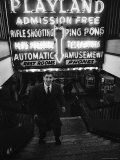 Chess Champion Bobby Fischer at the Entrance to a Playland Arcade