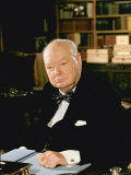 British Politician Sir Winston Churchill  Formal Portrait at Desk