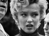 Marilyn Monroe Face Reporters After Announcement Divorce From Baseball Great Joe DiMaggio