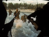 American Soldiers of 7th Marines Coming Ashore Cape Batangan While under Fire During Vietnam War