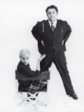Italian Director Federico Fellini and Actress Wife Giulietta Masina Posing in Studio