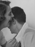 HS Senior Judy Krug Laughs Into Friend's Ear shows Why She Was Considered Most Talkative in School