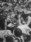 Suzy Creech with Friend Wilma  Typical Girls Known as "Pigtailers" Eating Lunch in Cafeteria
