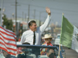 Republican Gubernatorial Candidate Ronald Reagan Waving in Convertible Car While on Campaign Trail