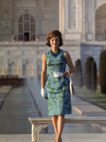 First Lady Jackie Kennedy Standing on the Grounds of the Taj Mahal During Visit to India