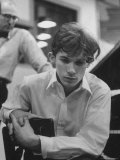 Pianist Glenn Gould Listening Intensely to Performance of Bach's Goldberg Variations Played Back