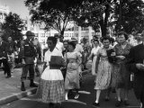 Elizabeth Eckford with Snarling Parents After turning Away From Entering Central High School