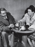 Philosopher Writer Jean Paul Sartre and Simone de Beauvoir Taking Tea Together