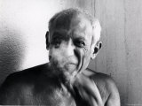 Portrait of Artist Pablo Picasso  Bare Chested and Smiling