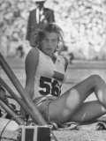 Gunhild Larking  Sweden's Entry for High Jump  Nervously Awaiting Turn to Compete at Olympic Games