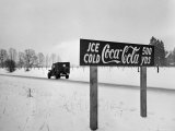 Coca Cola Road Sign on Autobahn Between Munich and Salzburg with Jep Driving