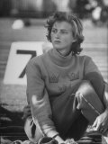 Gunhild Larking  Sweden's Entry for High Jump  Nervously Awaiting Turn to Compete at Olympic Games