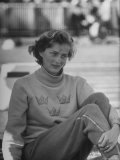 Gunhild Larking  Sweden's Entry for High Jump  Nervously Awaiting Turn to Compete at Olympic Games