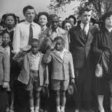 African American Boys Among Mourners Saluting During Funeral for Pres Franklin D Roosevelt