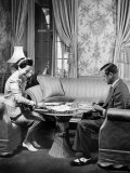 The Duke Windsor and His Wife  Playing a Card Game in Their Home