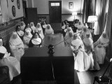 Sisters at St Vincent's Hospital in Recreation Room Watching Program from New Local TV Station