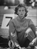 Gunhild Larking  Sweden's Entry for High Jump  Nervously Awaiting Turn to Compete at Olympic Games