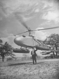 Aeronautical Engineer Igor Sikorsky Standing Underneath Helicopter He Invented