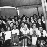 Audience Watching Performance of Small Circus in Which Ex College Prof Charles Boas Plays Clown