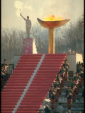 Lighting of the Olympic Torch during the Opening Ceremonies in Sapporo  Japan