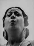 Egyptian Actress Om Kalthoum  While Singing on Cairo's "Voice of Arabs" Radio Show