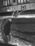 Swimmer Kathy Flicker Spitting Water While in Swimming Pool