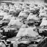 Tanks Parked in Formation on Road and Open Field for Storage Near Us Ordinance and Supply Depot