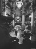 Allan Jay Lerner  and Frederick Loewe in Lobby of the Mark Hellinger Theater