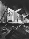 Creators of "My Fair Lady"  Allan Jay Lerner and Frederick Loewe  at Piano Working on Score