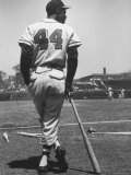 Milwaukee Braves Hank Aaron Leaning on Bat During Baseball Game